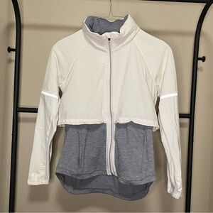 Athleta Jump Step Jacket - White and Grey